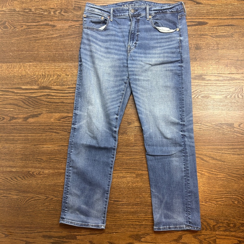 American Eagle Athletic Straight Airflex+ Jeans Mens 36x32 Blue Medium Wash